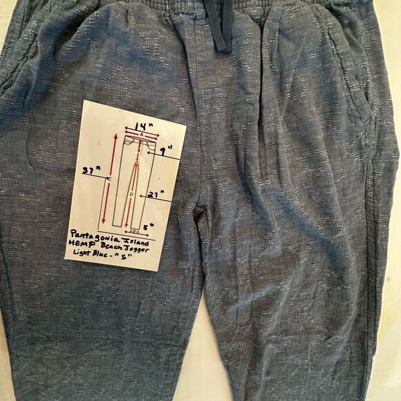 Patagonia Island Hemp Beach Blue Joggers Drawstring Lounge Baggy Pants Size S - Picture 15 of 15